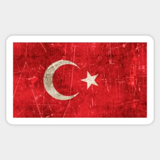 Vintage Aged and Scratched Turkish Flag Sticker